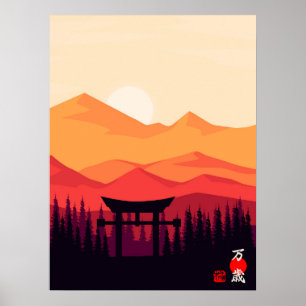 Poster Banzai Live Long Bonne Chance Liberté Kanji Japona