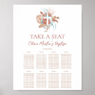 Poster Baptême bohème Baptême Boho Christening Seing Grap
