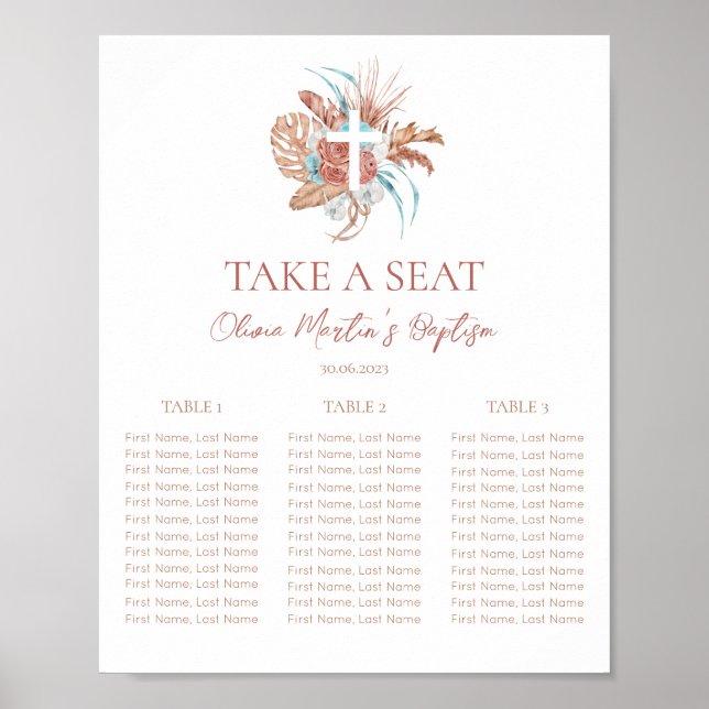 Poster Baptême bohème Baptême Boho Christening Seing Grap (Devant)