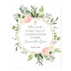 Baptême d'accueil vert rose première communion