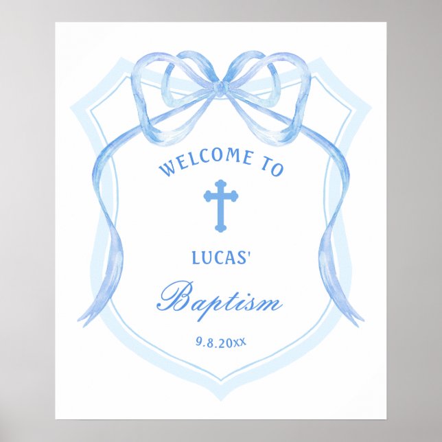 Poster Baptême de crête de mât bleu clair Bienvenue (Devant)