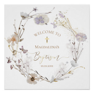 Poster Baptême fleur sauvage