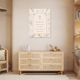 Poster Baptême Fleur sauvage élégant / Baptême de bienven