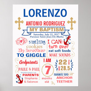 Poster Baptême Nutical Christening