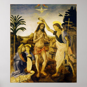 Poster Baptism of Christ by Da Vinci and Verrocchio