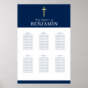 Poster BAPTISM TABLE PLAN 6 tableaux marine moderne Poste