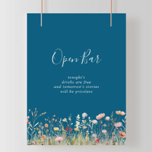 Poster Bar à boissons ouvert pour mariage champêtre bohèm