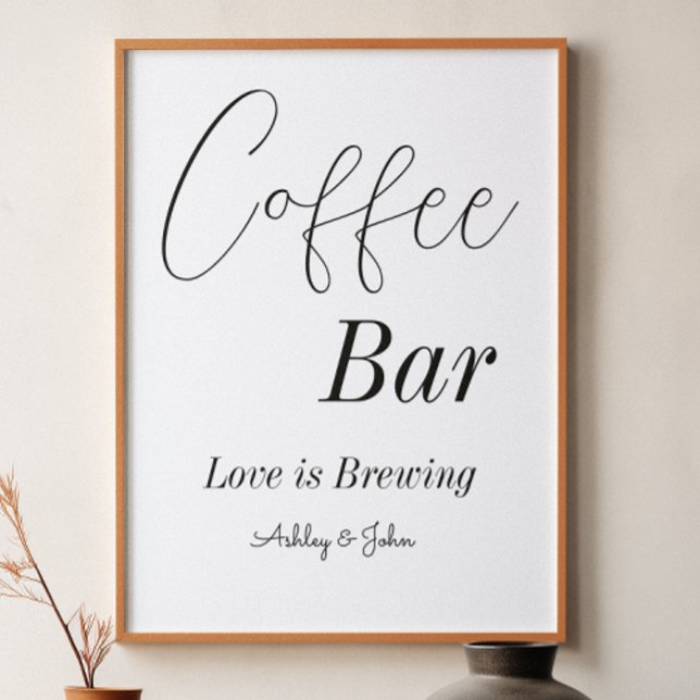 Poster Bar à café noir blanc mariage douche (Créateur téléchargé)