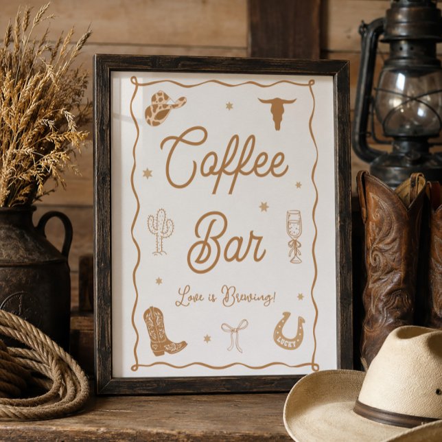 Poster Bar à café pour une douche de mariée occidentale (Créateur téléchargé)