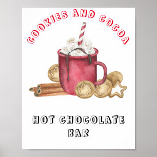 Poster Bar à chocolat chaud pour baby shower Cookies et c