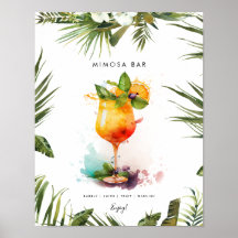 bar à cocktails tropical mimosa panneau
