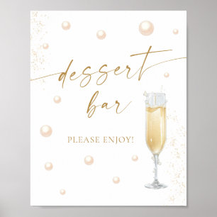 Poster Bar à desserts Mariage Perles et Prosecco