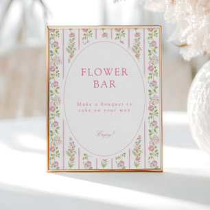 Poster Bar à fleurs grandmillennial floral rose