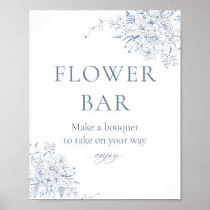 Poster Bar à fleurs pour une Baby Shower "Something Blue"