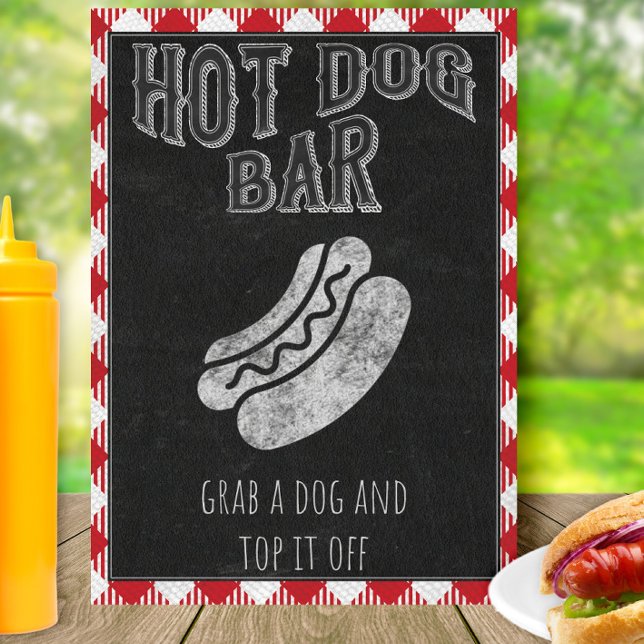 Poster Bar à Hot Dog Je Fais une Fête BBQ Panneau (Créateur téléchargé)