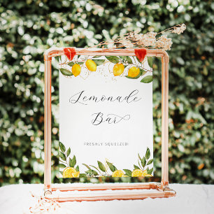 Poster Bar à limonade de mariage d'été lumineux au citron