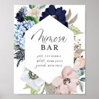 Bar à Mimosa avec cadre floral Navy et rose