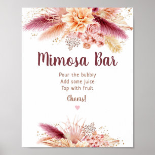 Poster Bar à Mimosa Bohème pour une Baby Shower d'automne