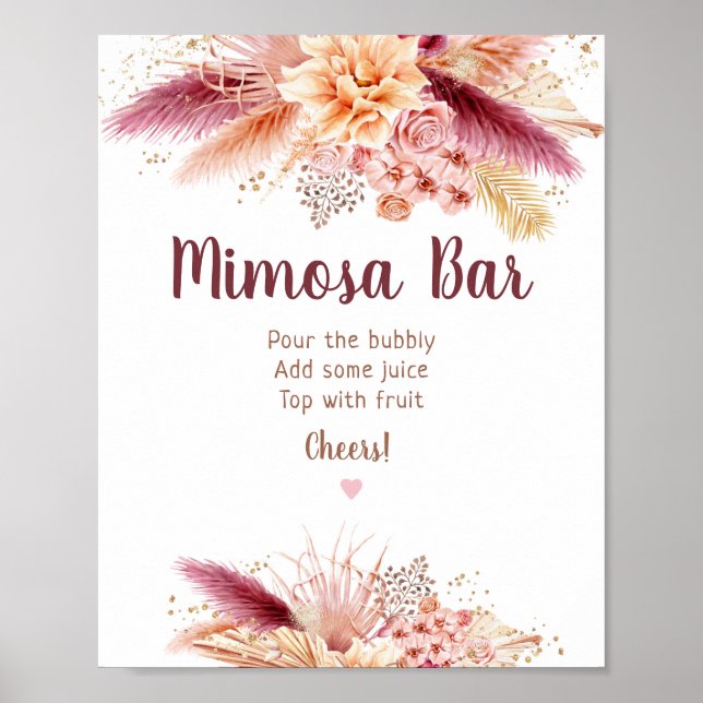 Poster Bar à Mimosa Bohème pour une Mariée avec de l'Herb (Devant)