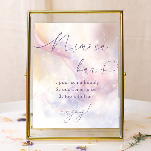 Poster Bar à Mimosa Cloud 9 Aquarelle pour Enterrement de