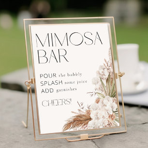 Poster Bar à Mimosa Fleurs et Plumes Bohème