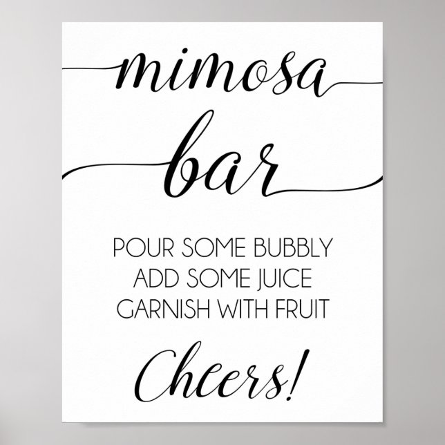 Poster Bar à Mimosa Imprimé | Signe de Mimosa pour Douche (Devant)