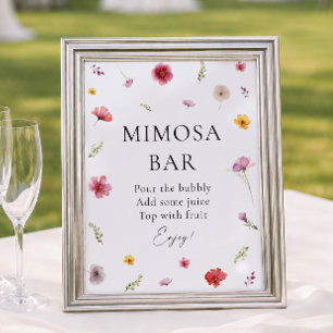 Poster Bar à Mimosa pour Mariage Champêtre de Fleurs Sauv