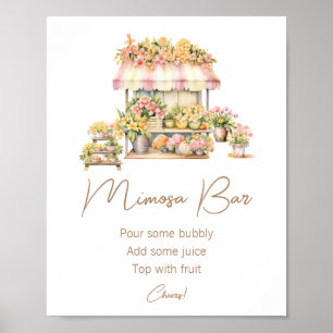 Poster Bar à Mimosa pour Mariage de Printemps en Fleurs L