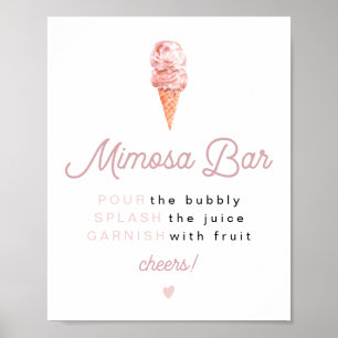 Poster Bar à Mimosa pour une Baby Shower CLARA Retro Glac