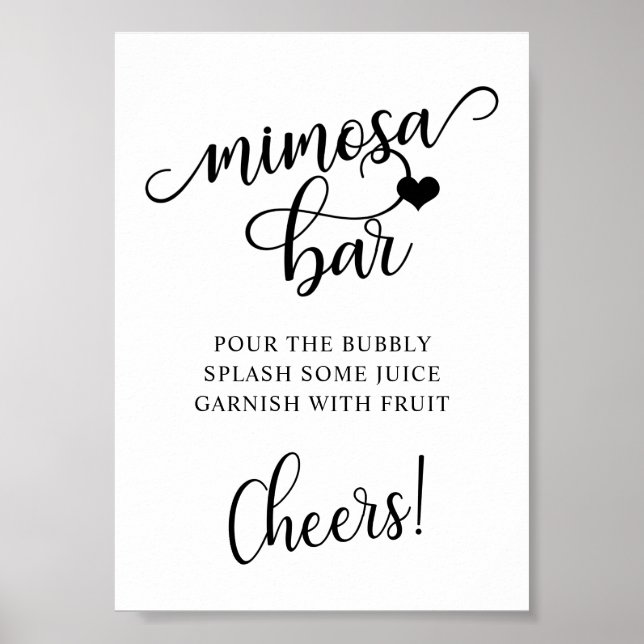 Poster Bar à mimosa pour une fête de douche de mariée mod (Devant)
