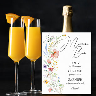 Poster Bar à Mimosa pour une fête de mariage champêtre