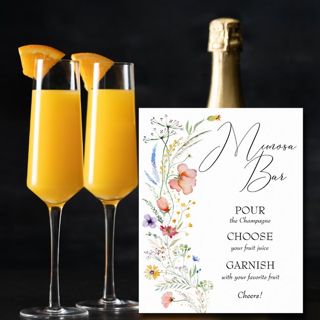 Poster Bar à Mimosa pour une fête de mariage champêtre (Créateur téléchargé)