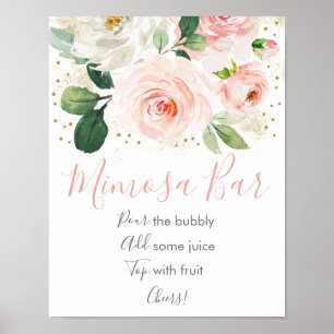 Poster Bar à Mimosa pour une Mariée avec Thème Rose Pâle 