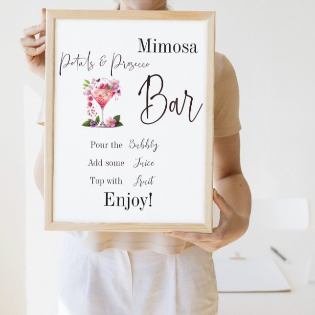 Poster Bar à Mimosa pour une Mariée en Rose avec Pétals & (Créateur téléchargé)