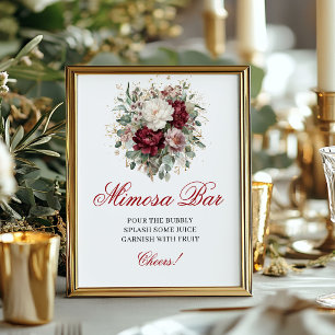 Poster Bar à Mimosa Stylé Blush Burgundy 8x10 sur Table 