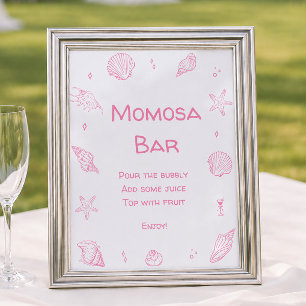 Poster Bar à Momosa pour Baby Shower Rose sur le Littoral