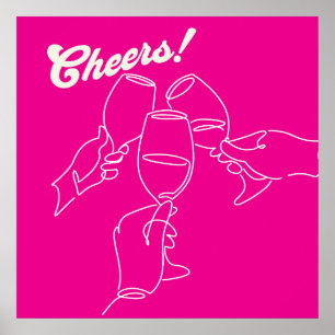 Poster Bar Cheers d'amis de Modern Line Art