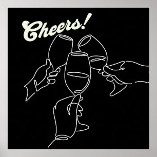 Poster Bar Cheers d'amis de Modern Line Art