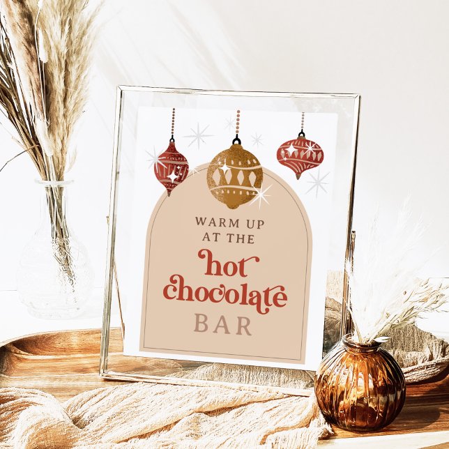 Poster Bar Chocolat chaud Retro Bauble Noël nuptiale (Créateur téléchargé)
