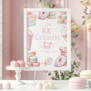 Poster Bar crème glacée Pastel doux anniversaire