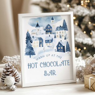 Poster Bar de Chocolat Chaud village de Noël Baby Shower