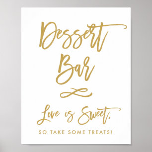 Poster Bar de dessert Gold Lettré À La Main Chic