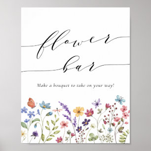 Poster Bar de fleurs pour Baby Shower Floral Printemps Ét