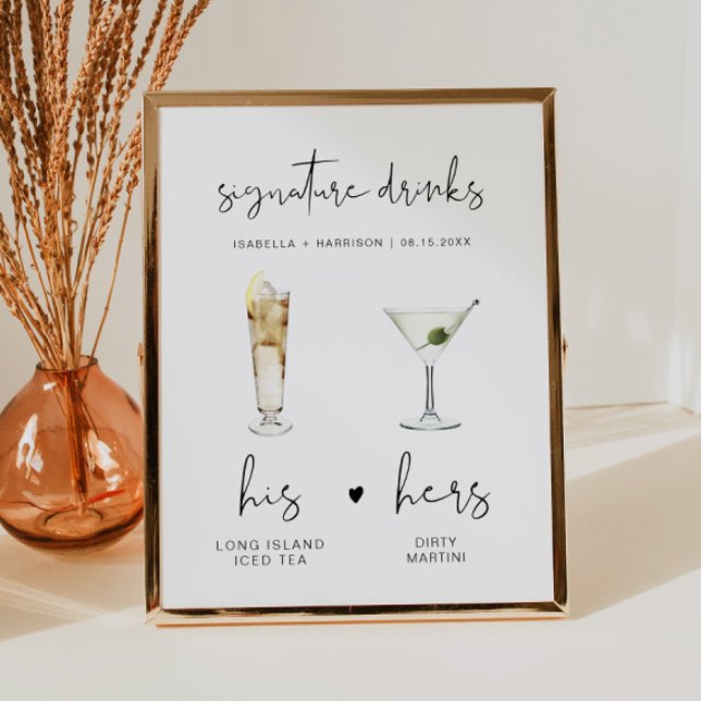 Poster Bar de mariage pour boisson signature ADELLA Minim (Créateur téléchargé)