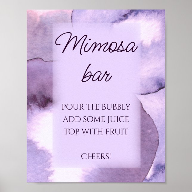 Poster Bar de mimosa aquarelle violet pourpre (Devant)