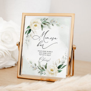 Poster Bar de mimosa floral doré feuillage Greneery