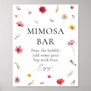 Poster Bar de Mimosa pour Mariage Champêtre de Fleurs Sau
