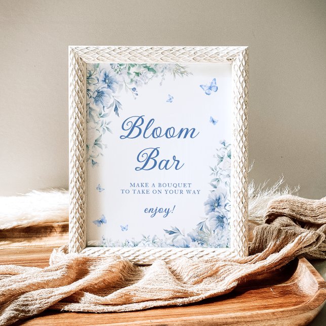 Poster Bar Floral Bleu et Blanc (Créateur téléchargé)