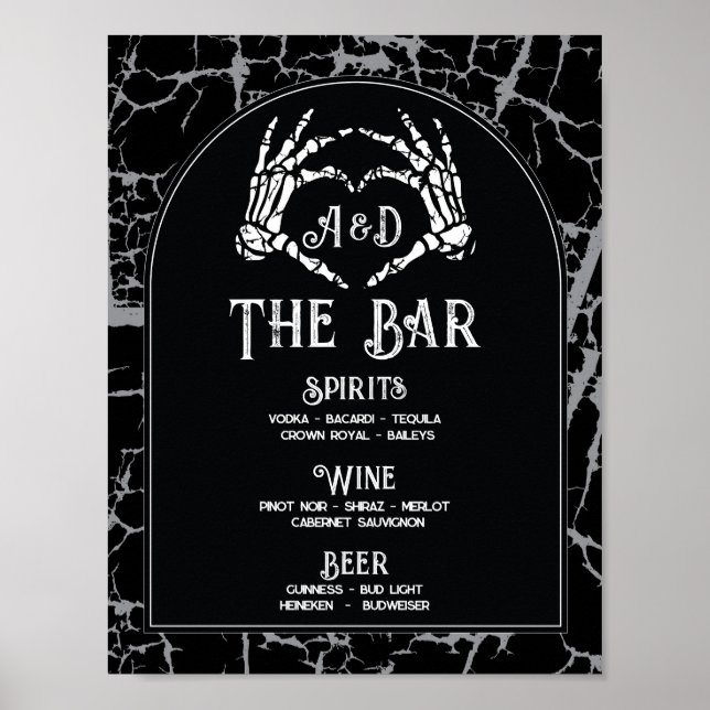 Poster Bar Halloween Signet Mariage Réception Squelette M (Devant)