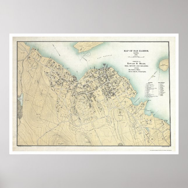 Poster Bar Harbour, ME Plan Plan 1896 (Devant)
